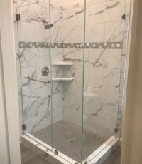 90 degree frameless shower door
